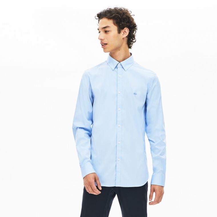 Lacoste Slim-Fit Stretch Pamuklu Poplin Shirt Açık Mavi | TyipM3dK