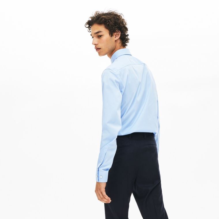 Lacoste Slim-Fit Stretch Pamuklu Poplin Shirt Açık Mavi | TyipM3dK