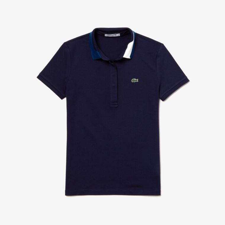 Lacoste Slim Fit Stretch Piqué Polo Shirt Lacivert Mavi | piechZHV