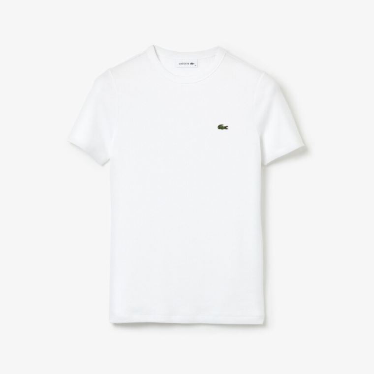 Lacoste Soft Pamuklu Crew Neck T-shirt Beyaz | lvk1EBV7