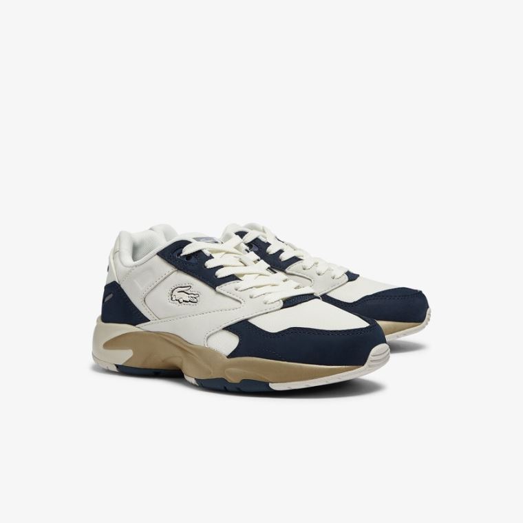 Lacoste Storm 96 Lo Nubuck Deri Sneakers Beyaz Lacivert | iBlDZkxE