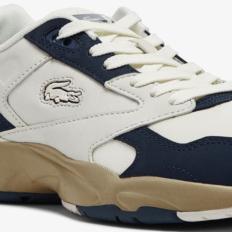 Lacoste Storm 96 Lo Nubuck Deri Sneakers Beyaz Lacivert | iBlDZkxE