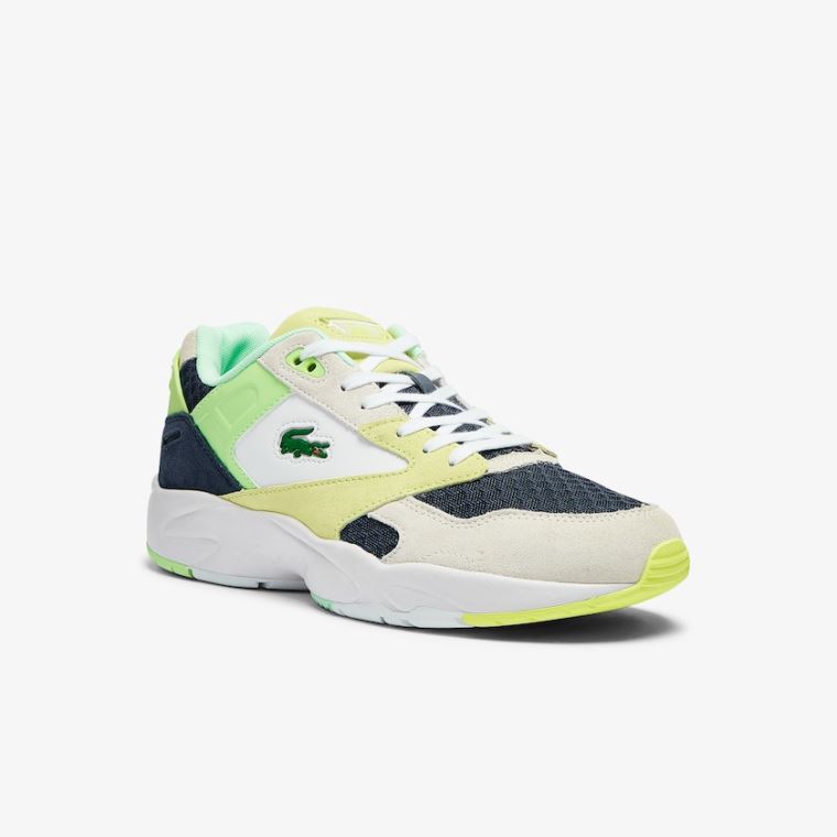 Lacoste Storm 96 Lo Süet and Mesh Sneakers Koyu Mavi Açık Mavi | qVpGLDbJ