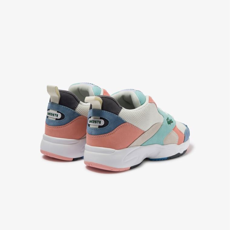 Lacoste Storm 96 Mesh and Süet Sneakers Beyaz Mavi | iR8gPbXC