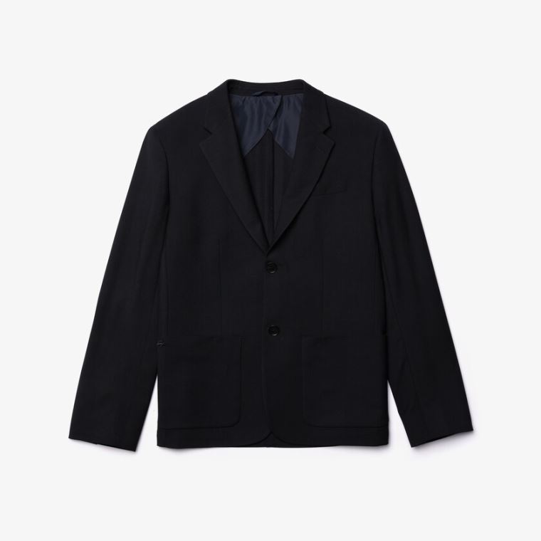 Lacoste Straight-Cut Wool Jacket Lacivert Mavi | iEA2G9nd