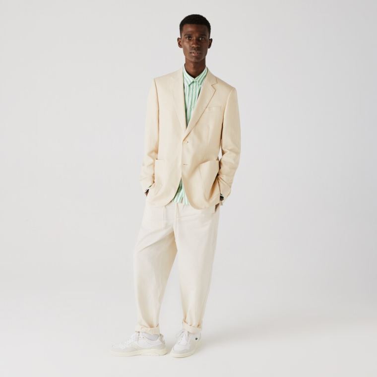 Lacoste Straight Fit Pamuklu-Linen Blazer Bej Rengi | d3WTQtn4