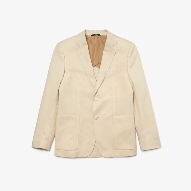 Lacoste Straight Fit Pamuklu-Linen Blazer Bej Rengi | d3WTQtn4