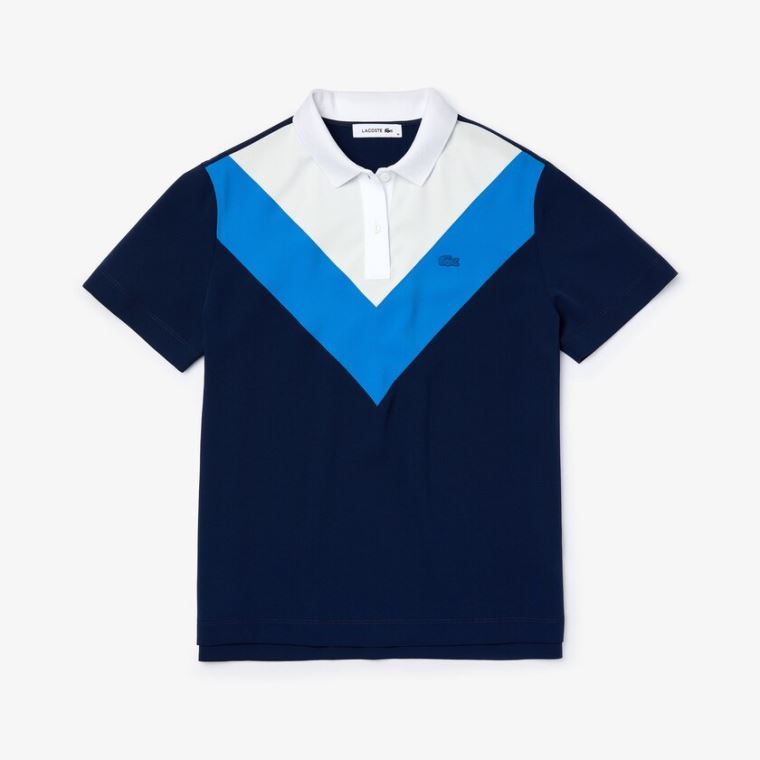 Lacoste Straight fit Colourblock Flowy And Hafif Polo Mavi Beyaz | akqmLPiK