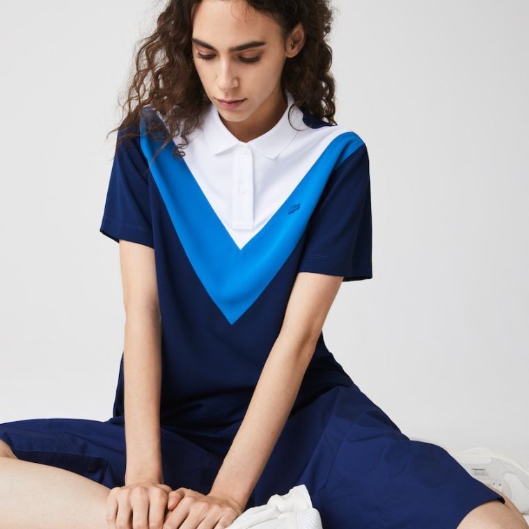 Lacoste Straight fit Colourblock Flowy And Hafif Polo Mavi Beyaz | akqmLPiK