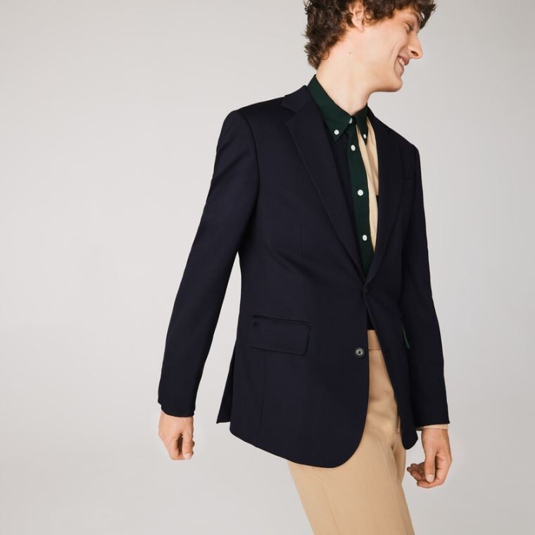 Lacoste Stretch Buttoned Straight Fit Blazer Lacivert Mavi | JZt1is6d