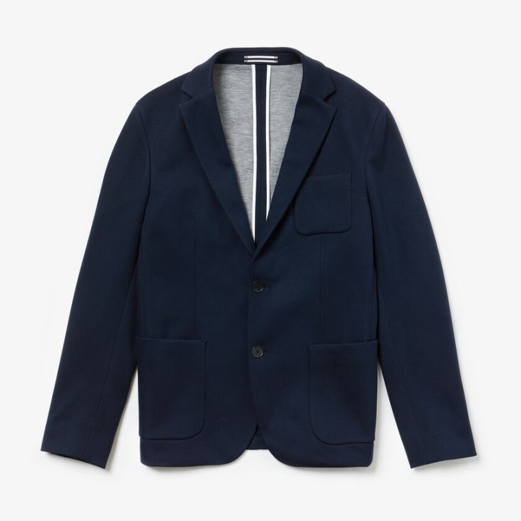 Lacoste Stretch Pamuklu Jersey Piqué Blazer Lacivert Mavi | syqGeNXg