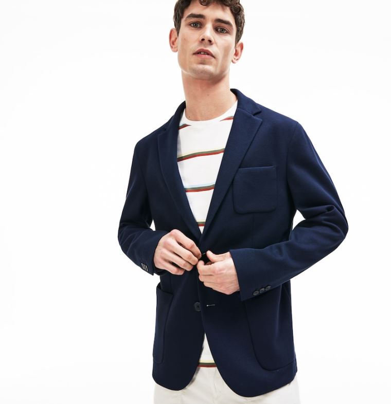 Lacoste Stretch Pamuklu Jersey Piqué Blazer Lacivert Mavi | syqGeNXg