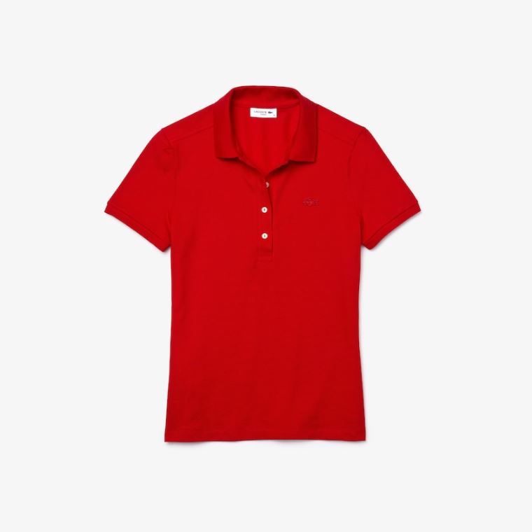 Lacoste Stretch Pamuklu Piqué Polo Shirt Kırmızı | SzGResJJ