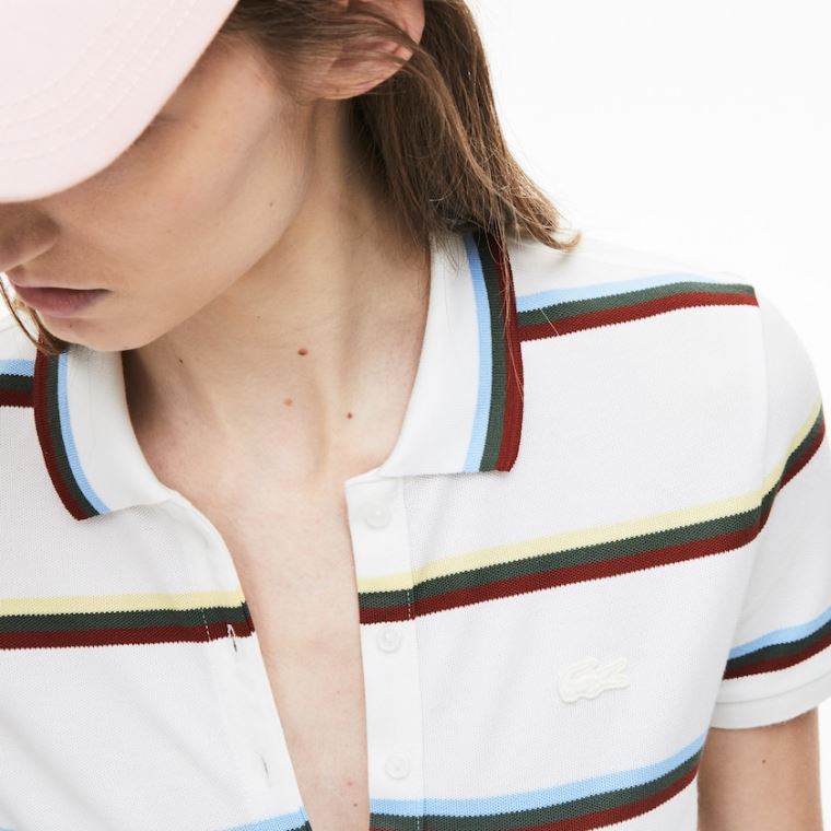 Lacoste Stretch Pamuklu Polo Elbise Beyaz | gQVhOB9k