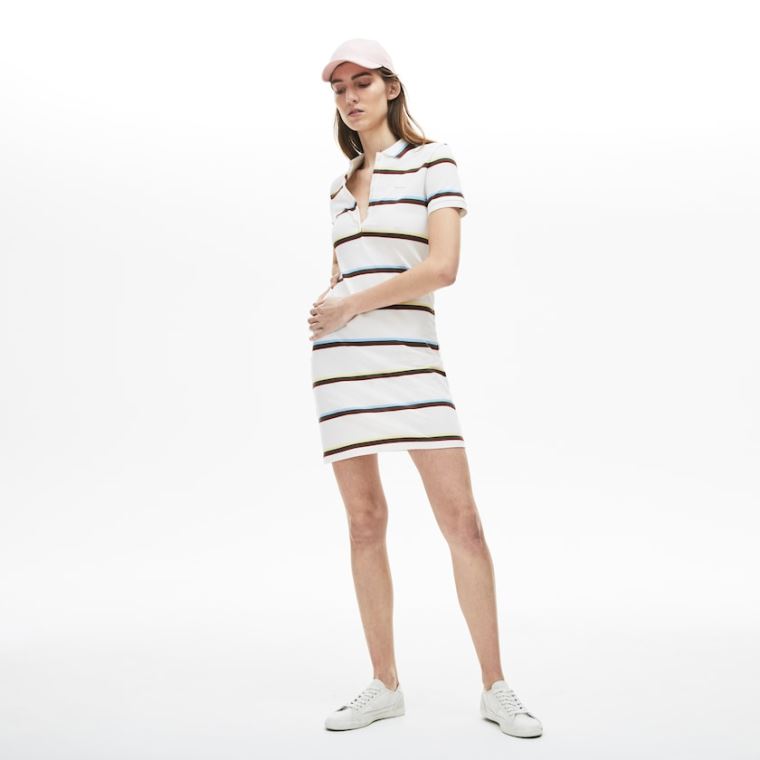 Lacoste Stretch Pamuklu Polo Elbise Beyaz | gQVhOB9k