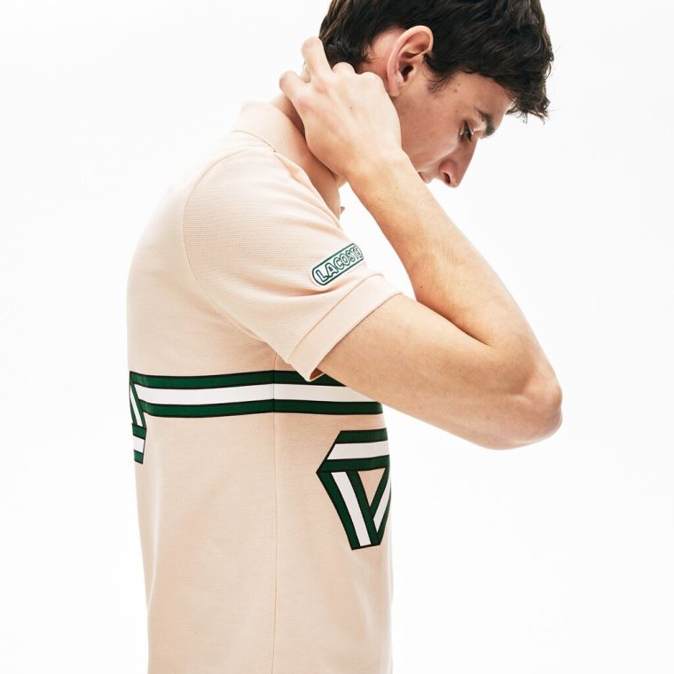 Lacoste Stripe Print Polo Shirt Açık Pembe | W4A6uhZm