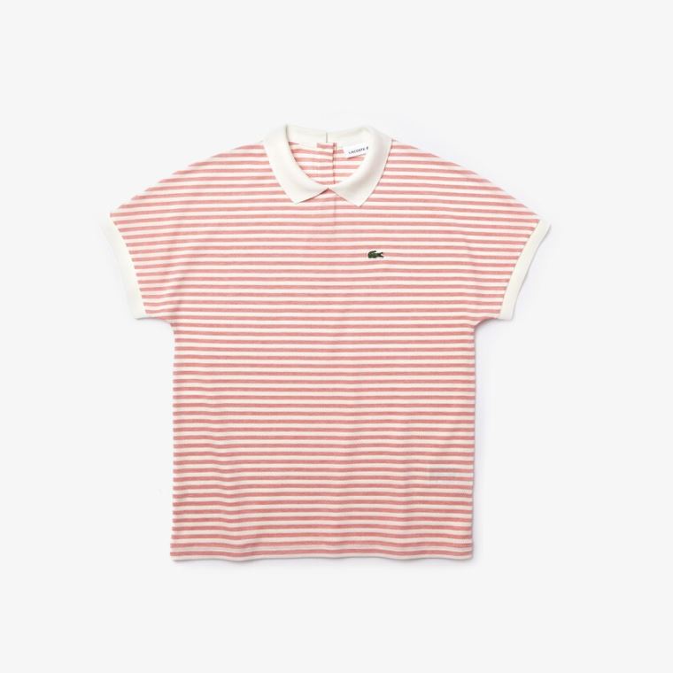 Lacoste Striped Polo Kırmızı Beyaz | XBt0iStD