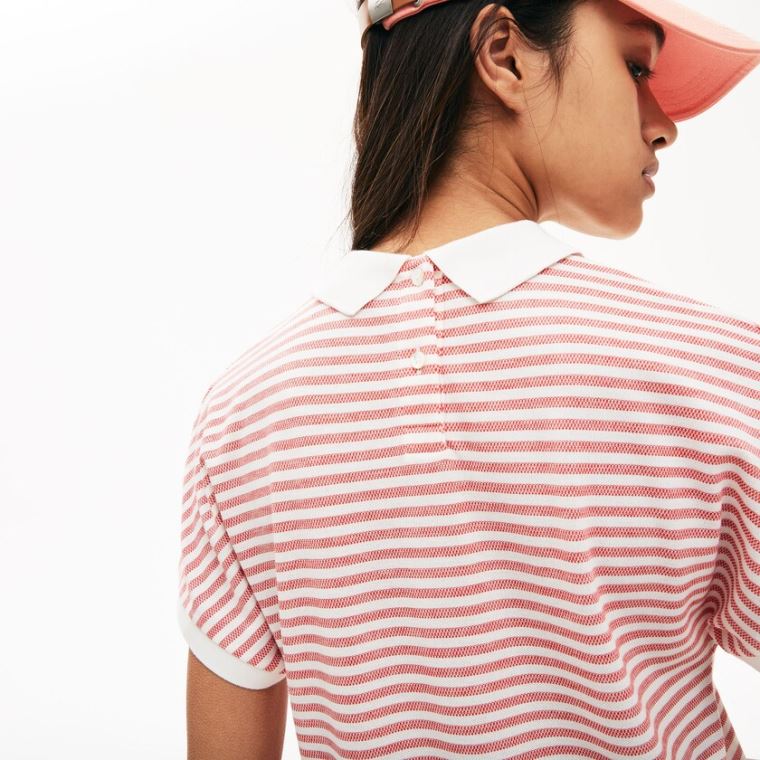 Lacoste Striped Polo Kırmızı Beyaz | XBt0iStD