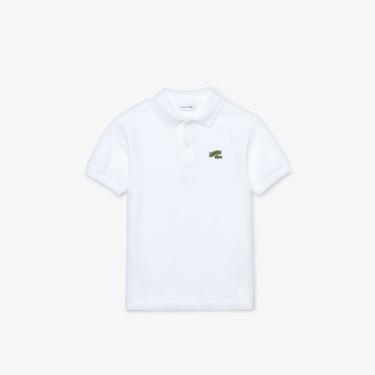 Lacoste Stylized Logo Pamuklu Petit Piqué Polo Beyaz | dx9bYSzq