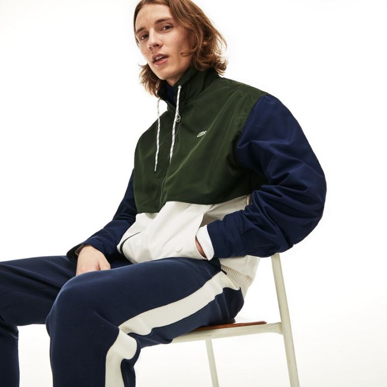 Lacoste Su-Resistant Full-Zip Jacket Beyaz Haki Yeşil Lacivert Mavi | wbavqL3i