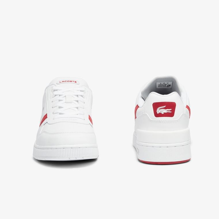 Lacoste T-Clip Deri Sneakers Beyaz Kırmızı | ri2k5rG0