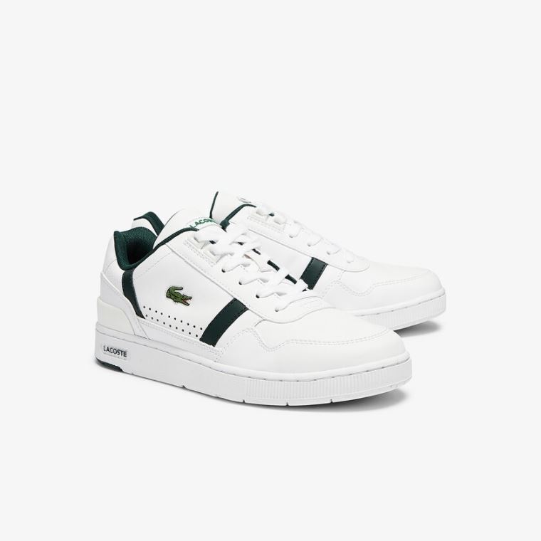 Lacoste T-Clip Deri and Sentetik Perforated Sneakers Beyaz | MxiBeoJ7