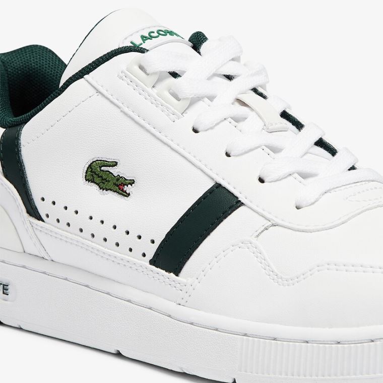 Lacoste T-Clip Deri and Sentetik Perforated Sneakers Beyaz | MxiBeoJ7