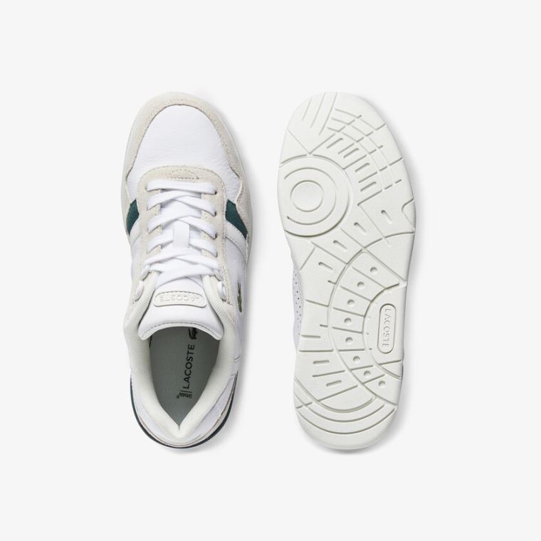 Lacoste T-Clip Deri and Süet Sneakers Beyaz | Z9fA2HVD