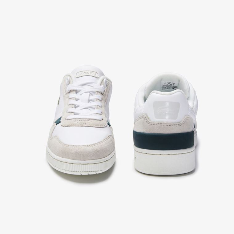 Lacoste T-Clip Deri and Süet Sneakers Beyaz | Z9fA2HVD