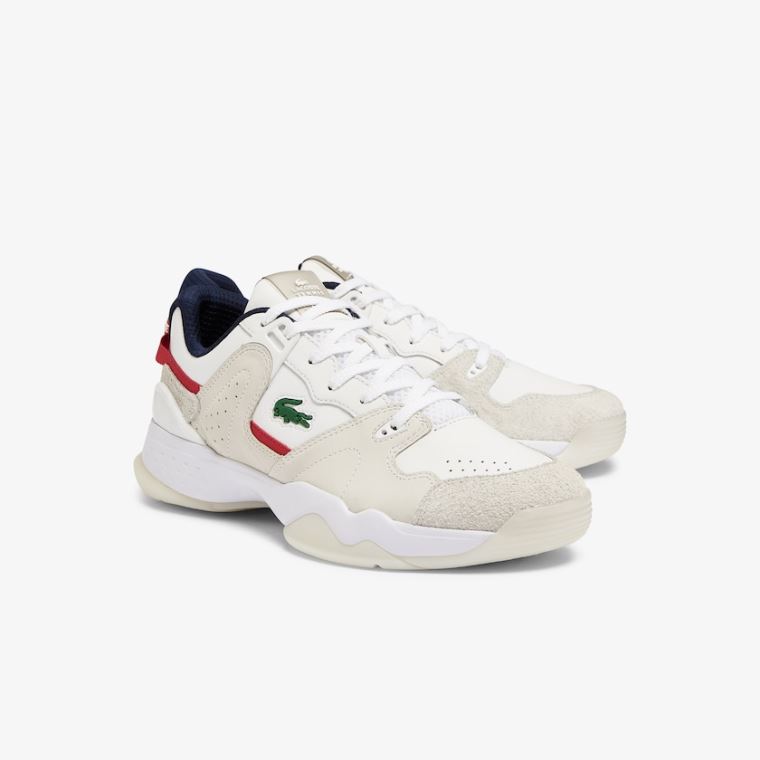 Lacoste T-Point Deri and Süet Sneakers Beyaz Bej Rengi | evJMfpRH