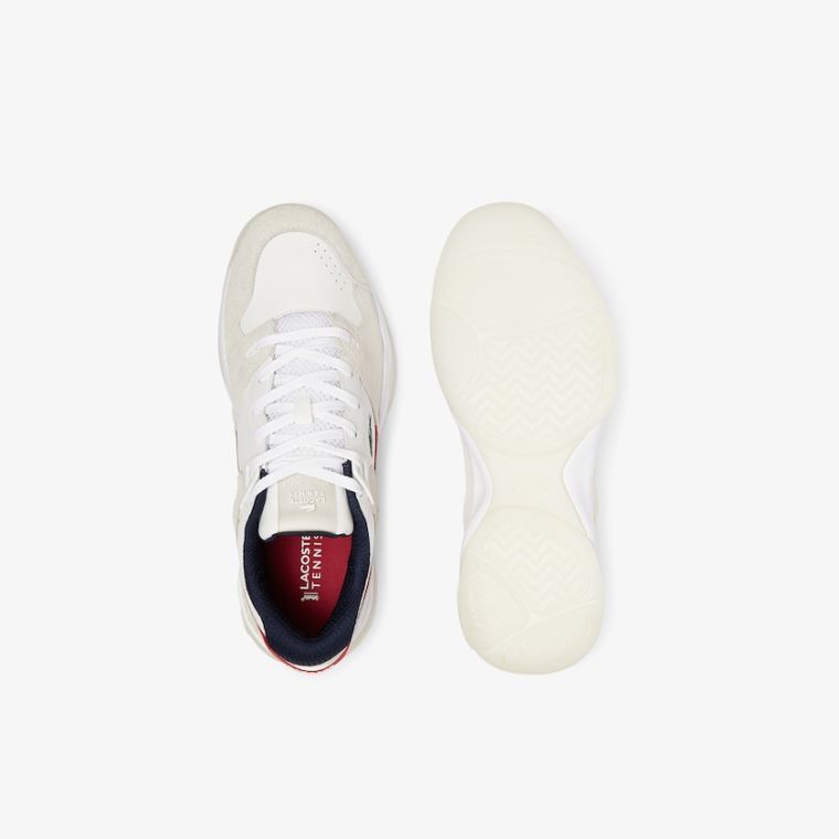 Lacoste T-Point Deri and Süet Sneakers Beyaz Bej Rengi | evJMfpRH