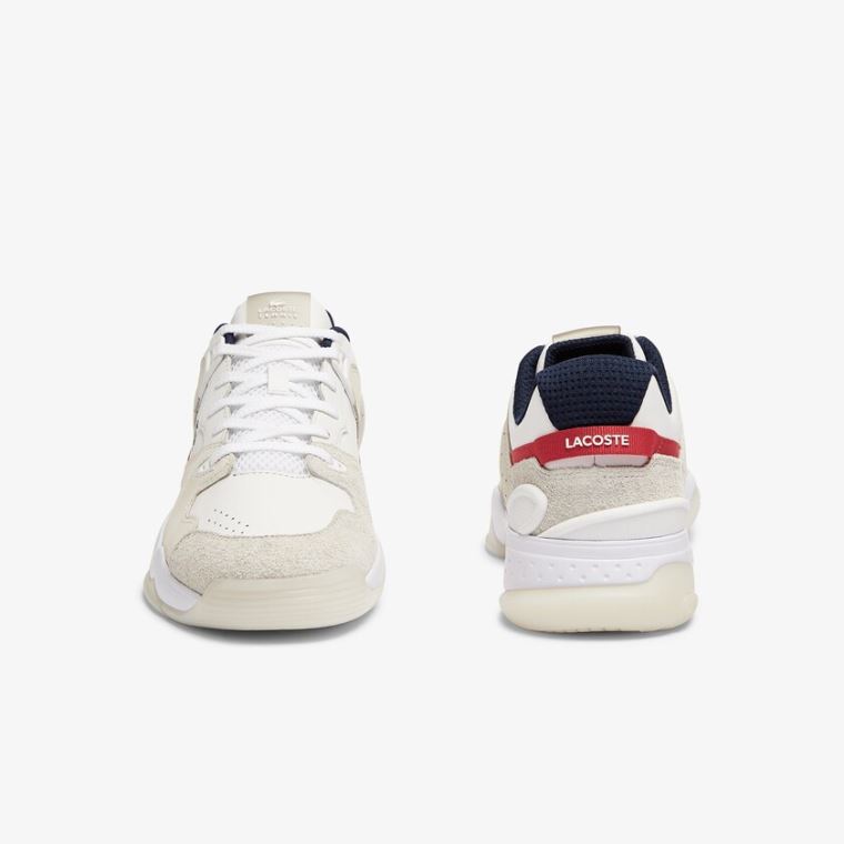 Lacoste T-Point Deri and Süet Sneakers Beyaz Bej Rengi | evJMfpRH