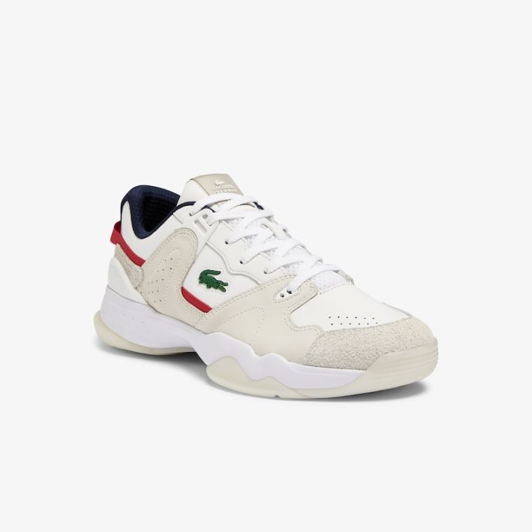 Lacoste T-Point Deri and Süet Sneakers Beyaz Bej Rengi | evJMfpRH