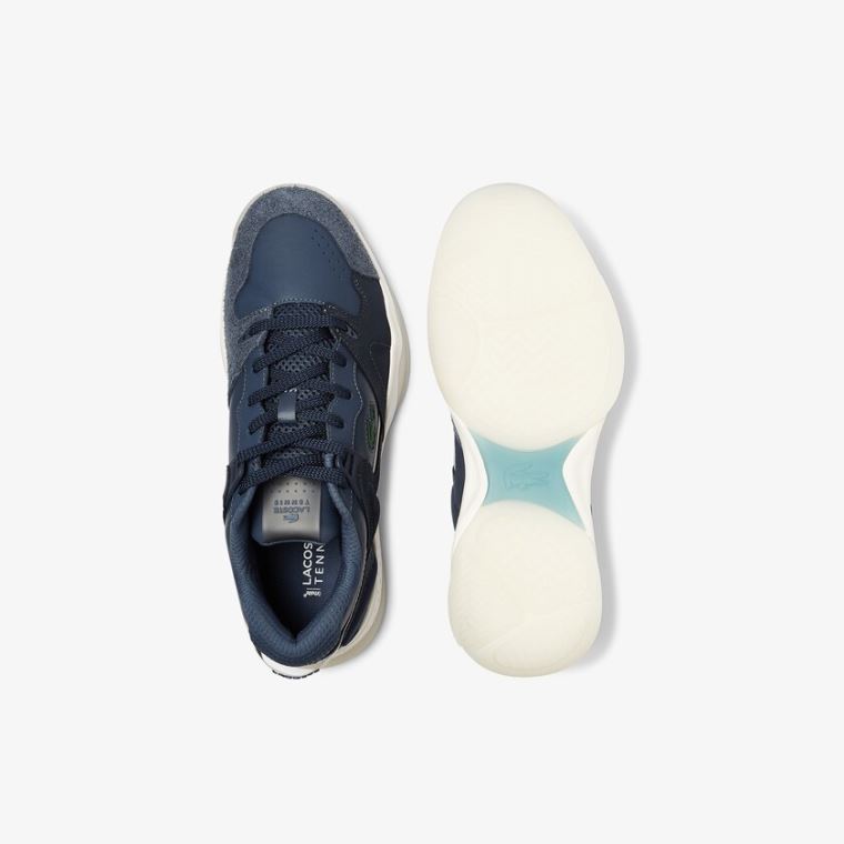 Lacoste T-Point Deri and Süet Sneakers Lacivert | 0U7PemhH