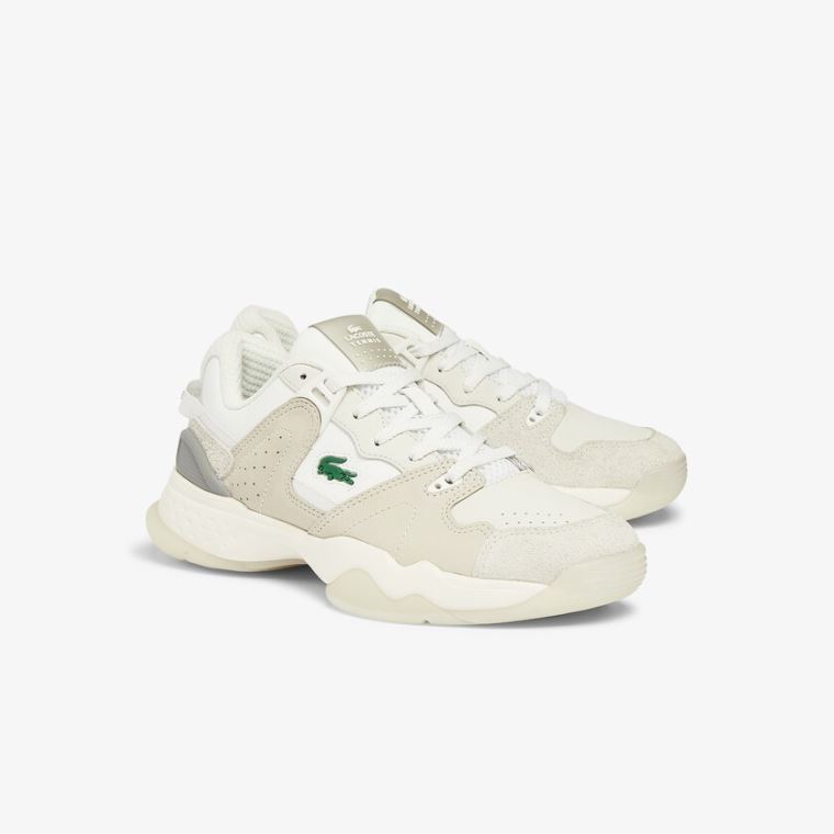 Lacoste T-Point Nubuck Deri Sneakers Bej Rengi | LfGkoUmh