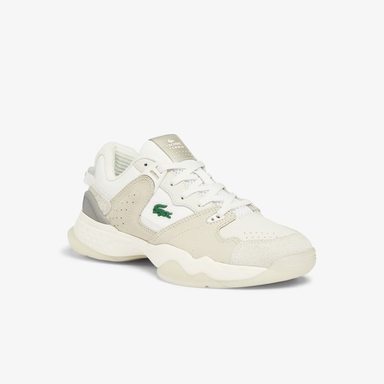 Lacoste T-Point Nubuck Deri Sneakers Bej Rengi | LfGkoUmh