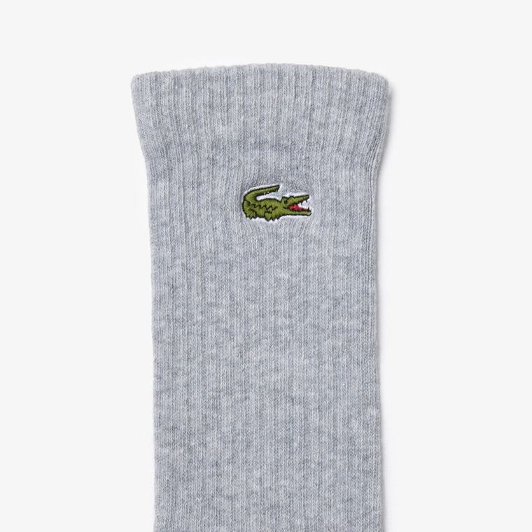 Lacoste Three-Pack Of SPORT High-Cut Pamuklu Socks Gri Beyaz Siyah | jBakAeHp