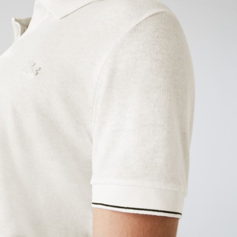 Lacoste Tunisian Collar Linen And Pamuklu Regular Fit Polo Shirt Beyaz Siyah | JnAri2tZ