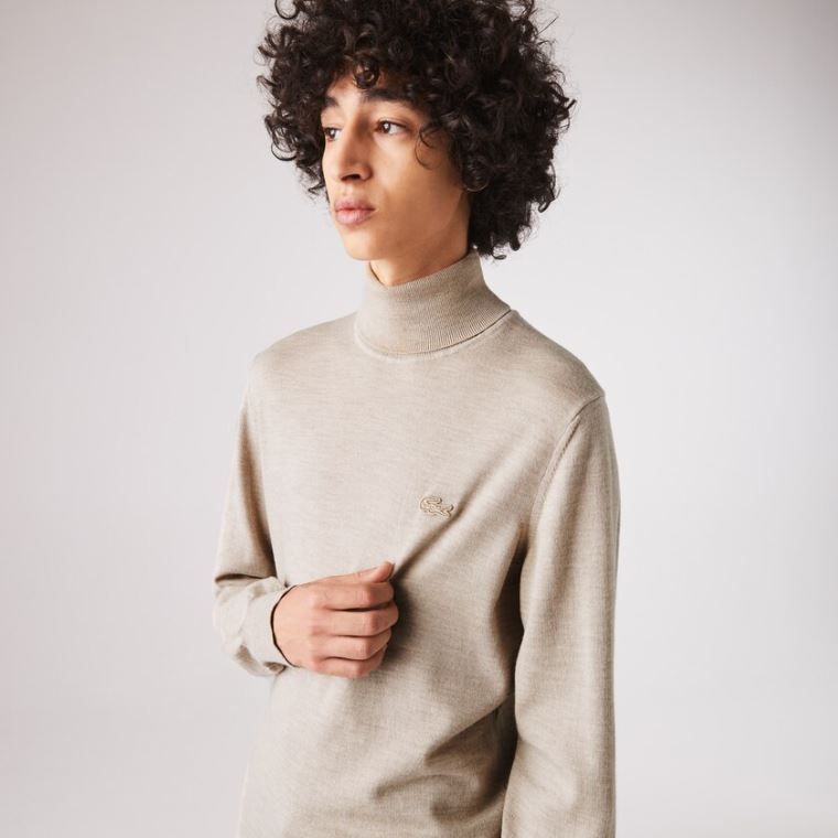 Lacoste Turtleneck Merino Wool Kazak Bej Rengi | BQjrvAUF