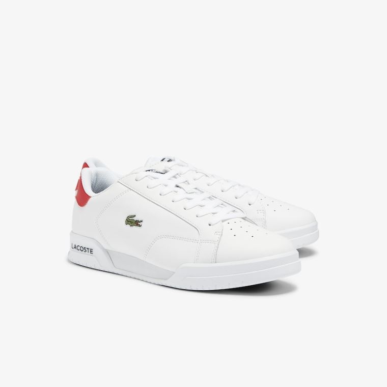 Lacoste Twin Serve Deri Colour-Pop Sneakers Beyaz Bej Rengi | BE7wkzuT