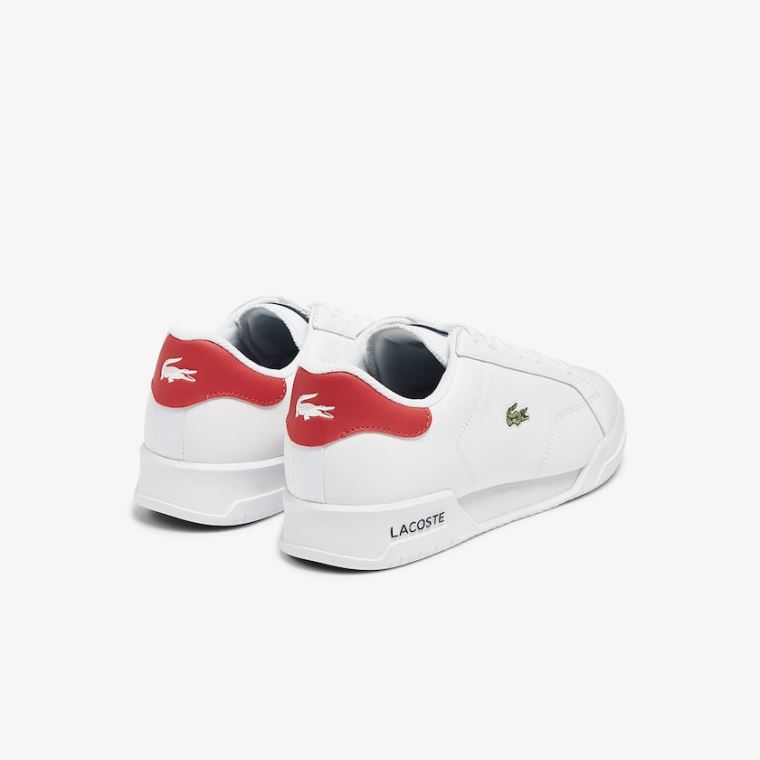 Lacoste Twin Serve Deri Colour-Pop Sneakers Beyaz Bej Rengi | BE7wkzuT