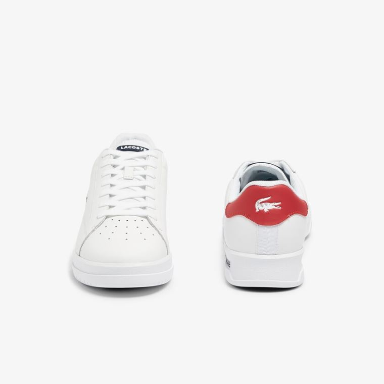 Lacoste Twin Serve Deri Colour-Pop Sneakers Beyaz Bej Rengi | BE7wkzuT