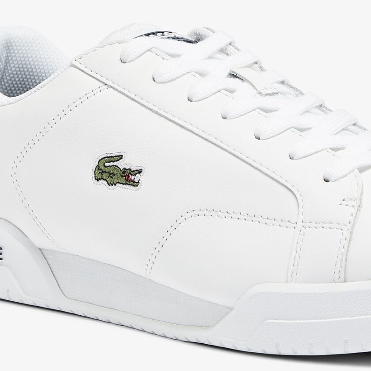 Lacoste Twin Serve Deri Colour-Pop Sneakers Beyaz Bej Rengi | BE7wkzuT