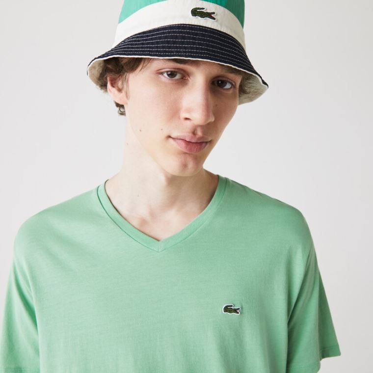 Lacoste V-neck Pima Pamuklu Jersey T-shirt Yeşil | sSxUfXaL