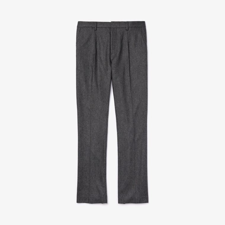 Lacoste Virgin Wool And Cashmere Blend Pleated Chino Pants Gri Gri | Dh8PvHK6