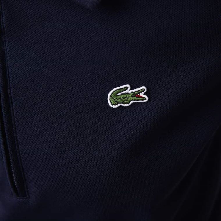 Lacoste Zippered Kısa Stretch Pamuklu Piqué Polo Elbise Lacivert Mavi Beyaz | Le3gUXhZ