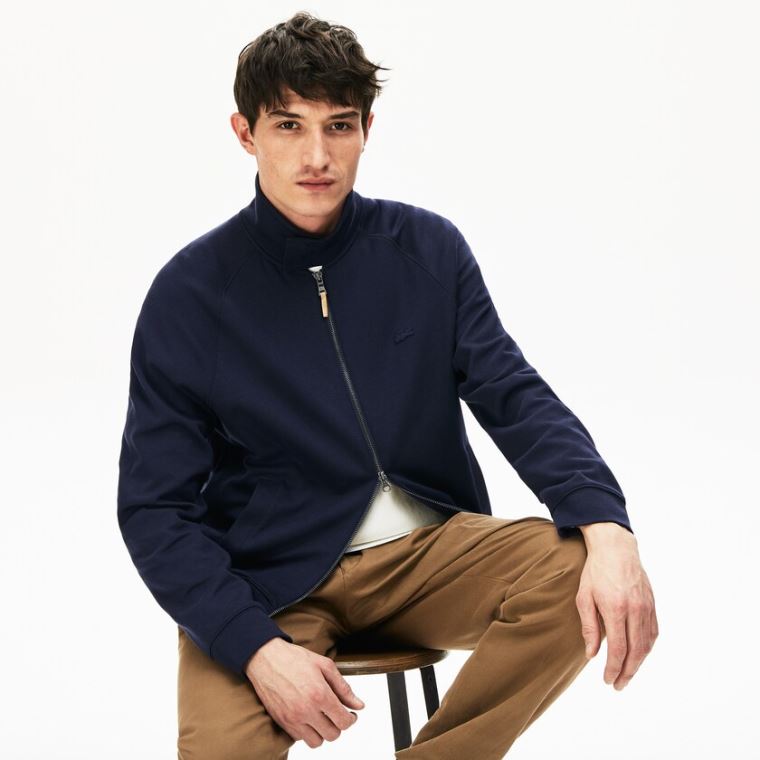 Lacoste Zippered Solid Sweatshirt Lacivert Mavi Haki Yeşil | G1RyxsaE