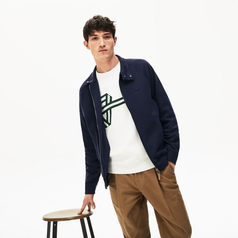 Lacoste Zippered Solid Sweatshirt Lacivert Mavi Haki Yeşil | G1RyxsaE