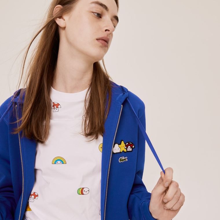 Lacoste x FriendsWithYou Design Zippered Jacket Mavi | J5eDLyY1