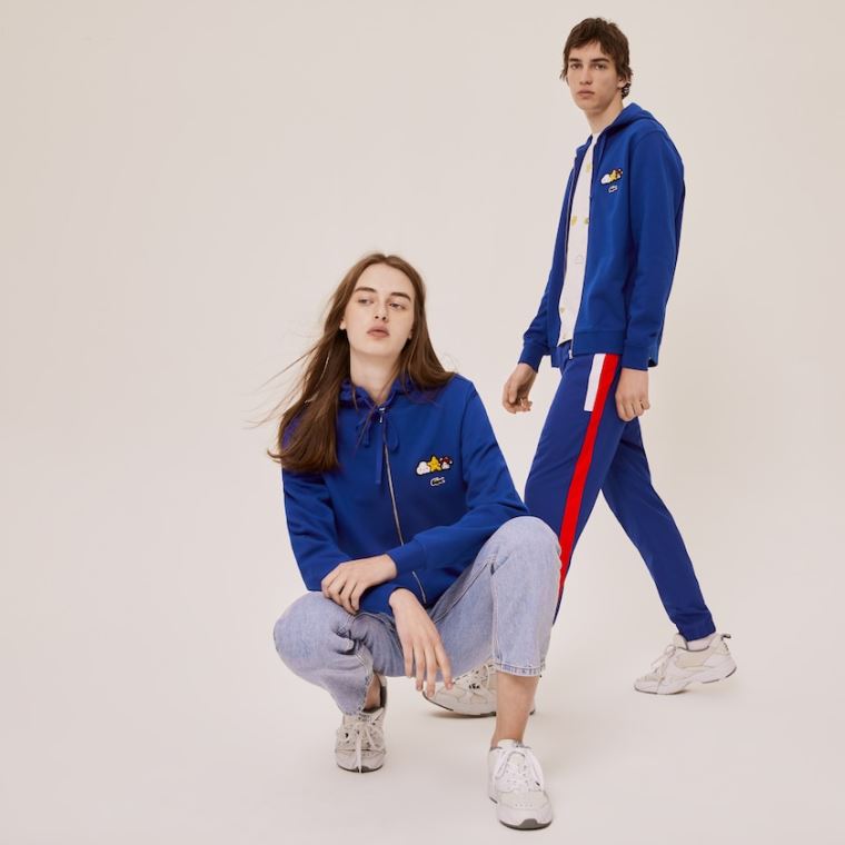 Lacoste x FriendsWithYou Design Zippered Jacket Mavi | J5eDLyY1